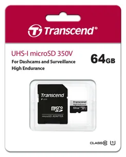 Карта пам'яті Transcend microSD  64GB C10 UHS-I U1 High Endurance (85TB) фото