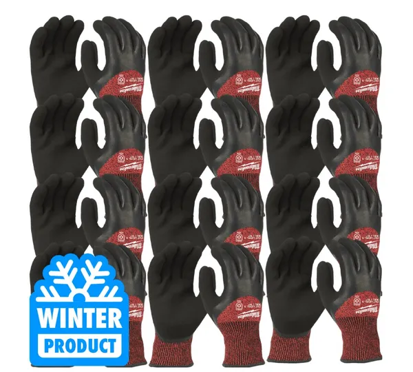 Рукавиці робочі зимові MILWAUKEE, з опором порізам 3/С рівня, розмір 10/XL, (72шт)
