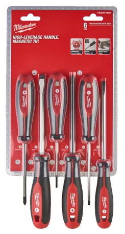 Набір викруток магнітних MILWAUKEE з тригранною рукояткою (PZ1/PZ2/SL3/SL4/SL5.5/SL6.5) (6шт) фото