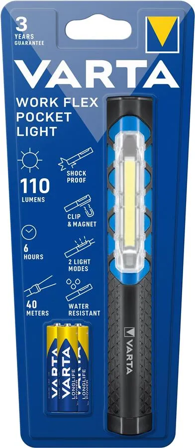 Ліхтар VARTA Інспекційний Work Flex Pocket Light, IP54, до 110 люмен, до 40 метрів, 2 режими, магніт, 3хААА