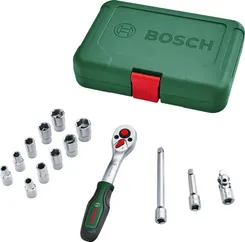 Набір інструментів Bosch, торцевих головок, 14шт, 1/4", кейс фото