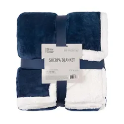 Плед ARDESTO Sherpa 160х200см, 100% полиэстер, синий темный фото