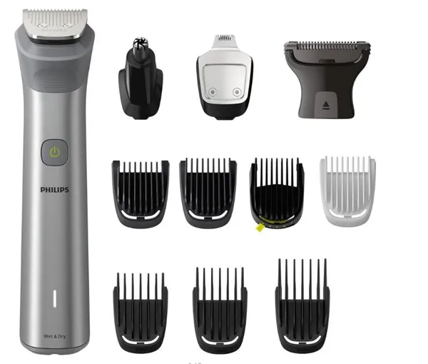 Триммер Philips Series 5000 для бороды, усов, окантовки,головы, тела, акум., насадок-12, сталь, серый