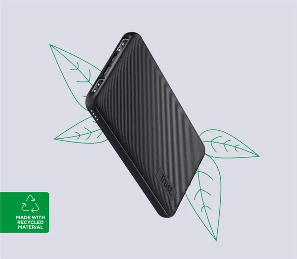 Портативное зарядное устройство power bank Trust Primo ECO, 10000мА·год, 2хUSB-A/USB-C, 15W, Чорний