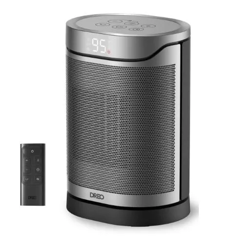 Тепловентилятор Dreo, 20м2, 1500Вт, електр. упр-ння, керамич.нагрів.елемент, пульт ДУ, 3 швидк., срібний