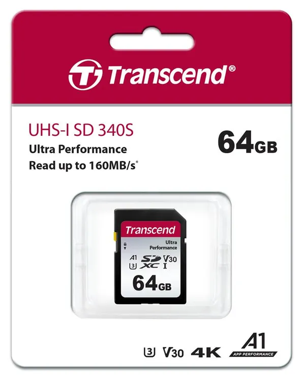 Карта пам'яті Transcend SD  64GB C10 UHS-I U3 R160/W50MB/s 4K