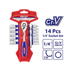 Набор торцевых головок 1/4" EMTOP ESKT14141, 14 шт фото