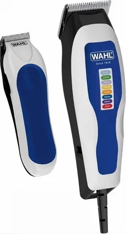 Машинка для стрижки WAHL ColorPro Combo, от сети, вибрационный мотор, насадок-8, кейс, мини триммер в компл., сталь, бело-синий фото