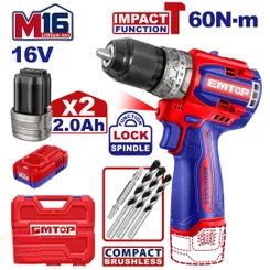 Дрель-шуруповерт аккумуляторный EMTOP ECIDL16682 фото