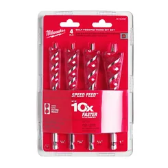Набір свердл по дереву Milwaukee Speed Feed (4 шт) (заміна для 48130400), пластиковий кейс фото