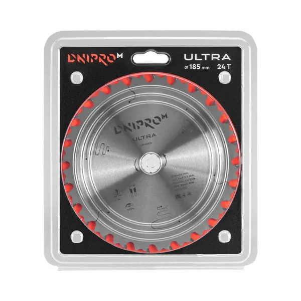 Пиляльний диск Dnipro-M ULTRA 185 мм 20 16 65Mn 24T (по дереву) фото №2