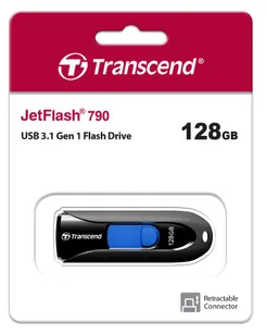 Накопитель Transcend 128GB USB 3.1 Type-A JetFlash 790 Чёрный фото