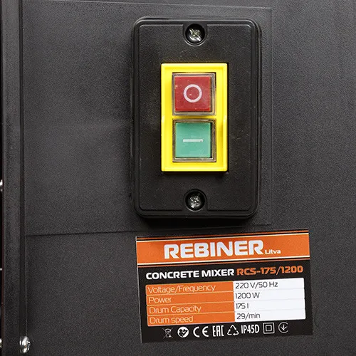 Купить Бетономешалка 175 л, 1.2 кВт Rebiner RCS-175/1200 [Бетоносмеситель] со скидкой