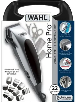 Машинка для стрижки WAHL HomePro, от сети, вибрационный мотор, насадок-8, кейс,ножницы, расчески в компл., сталь, чорно-серебр. фото