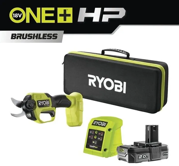 Секатор аккумуляторный Ryobi ONE+ HP RY18SCXA-120T 18В акб 1х2А·ч ЗУ d реза 28мм 0.83кг кейс