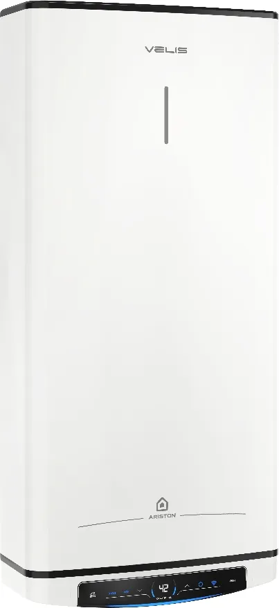 Водонагрівач електр. Ariston плаский слім VELIS PRO DRY WIFI 100 EU, 100л, 2*1,5кВт, сух тен, ун. монтаж, електр. кер-ння, B, Італія, Білий ціна в Україні