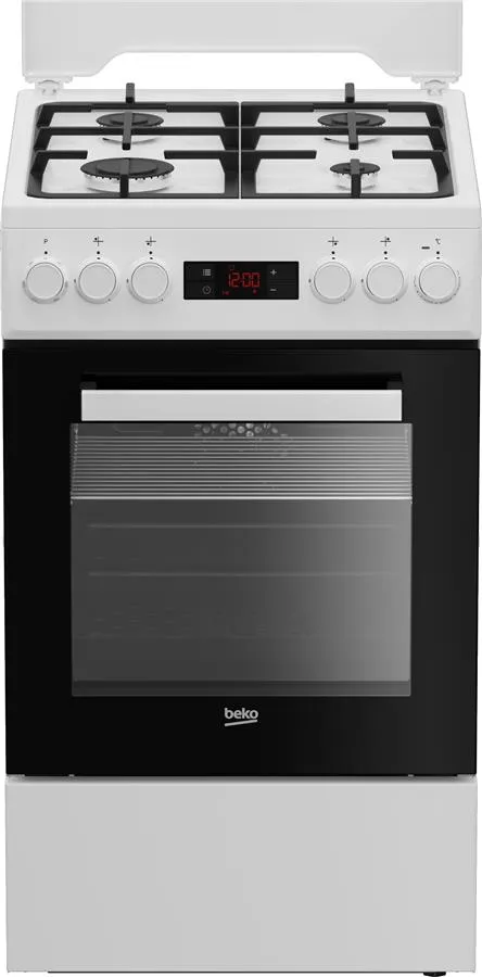 Плита Beko комби, 60л, 50x60см, дисплей, конвекция, чугун, белый