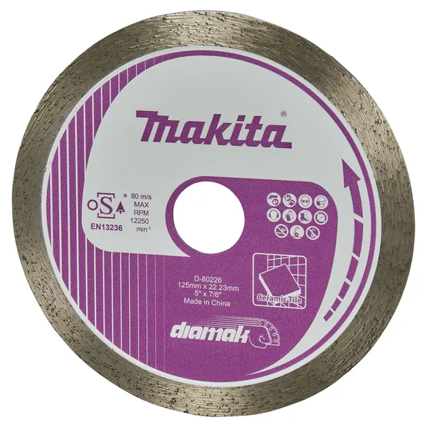 Алмазный диск по керамике сплошной 125x22,23 мм Makita (D-80226) купить в Украине