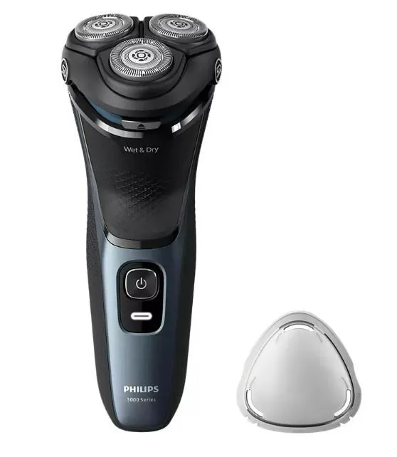 Бритва електр. Philips Series 3000 роторная,  бритв.головок-3, Li-Ion, сух.+влажн., триммер, синий