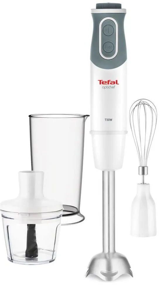 Блендер Tefal погружной Optichef 800Вт, 3в1, чаша-800мл, чопер-500мл, турборежим, белый