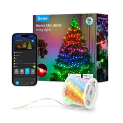 Гирлянда Smart LED Govee H70C1 Christmas Light RGB, IP65, 10м, кабель прозрачный фото