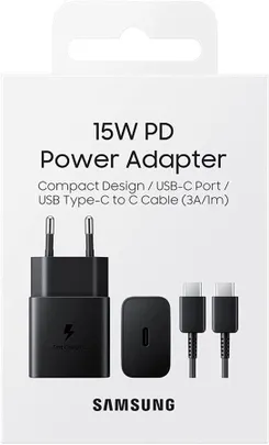 Зарядний пристрій мережевий Samsung 15Вт USB-С, кабель USB-C > USB-C, 1м, чорний фото