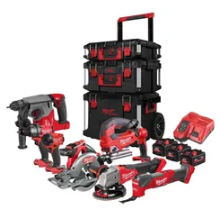 Набір інструментів акумуляторних MILWAUKEE, M18 FPP8C-553P (набір кейсів PACKOUT 4932464244, 3 акумулятори M18 HB55 5,5 Аг, заря фото