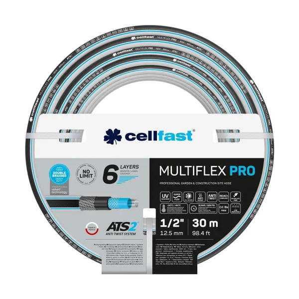 Шланг садовый Cellfast MULTIFLEX PRO 1/2" 30 м, 6 шарів, до 35 Бар, -20…+65°C фото №1