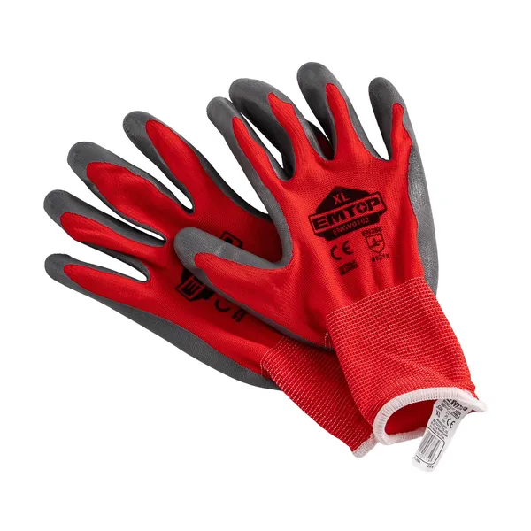 Перчатки EMTOP ENGV0102 трикотажные с нитриловым покрытием XL