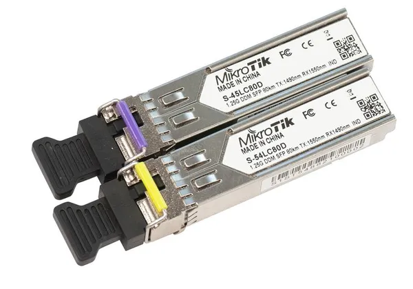 Комплект SFP-Трансиверов MikroTik S-4554LC80D (S-45LC80D+S-54LC80D), SM, 80км