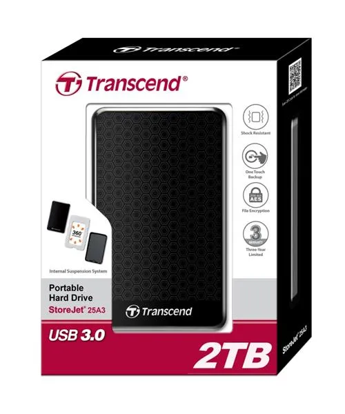 Портативний жорсткий диск Transcend 2TB USB 3.1 StoreJet 25A3 Чорний