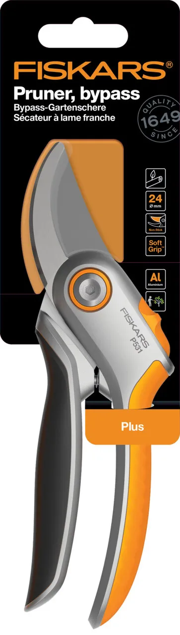 Секатор площинний Fiskars Plus P531, 27,1 см ціна в Україні