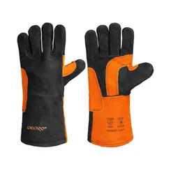 Перчатки сварщика Dnipro-M черно-оранжевые, усиленные фото