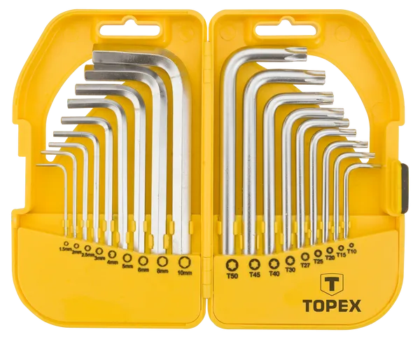 Ключі шестигранні та Torx TOPEX, набір 18шт, CrV, 1.5-10мм, T10-T50