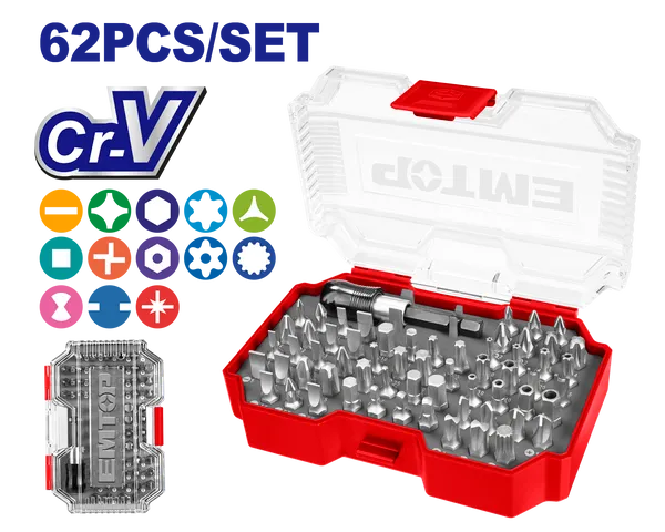 Набор біт EMTOP EMSV3K05 62 шт