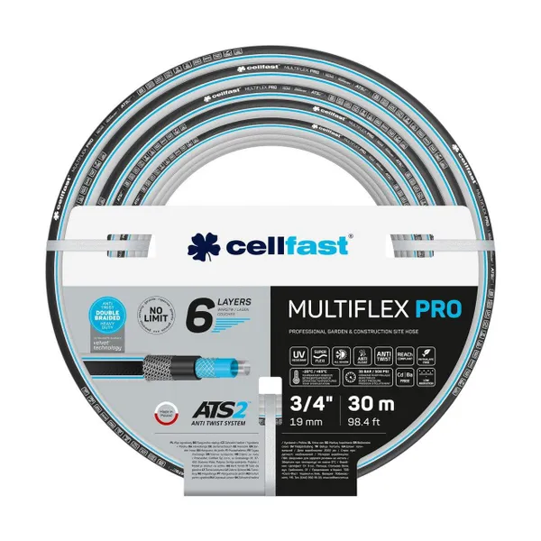 Шланг садовий Cellfast MULTIFLEX PRO 3/4" 30м, 6 шарів, до 35 Бар, -20…+65°C фото №1