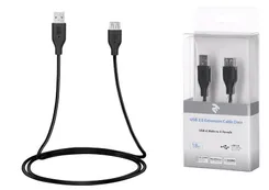 Кабель 2E USB-A - USB-AF (AM/AF) 3м Black фото