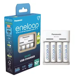 Зарядное устройство Basic Charger USB + Аккумулятор Eneloop NI-MH AA 2000 мАч, 4 шт. фото