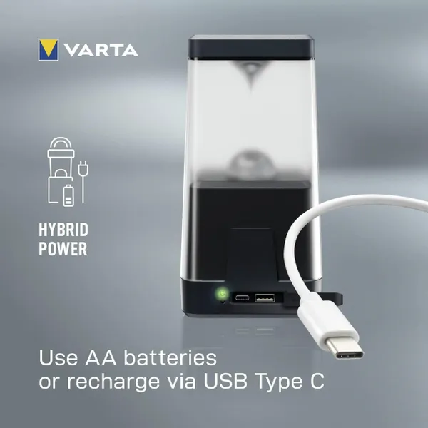 Ліхтар VARTA Кемпінговий  Ambiance  L30RH з гібридною системою живлення акумулятор/батарейки, IP54, до 500 люмен, до 370 годин роботи, червоне світло,  3хАА замовити