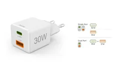 Зарядное устройство сетевое Hama 30Вт USB-С/USB-A, PD/QC фото