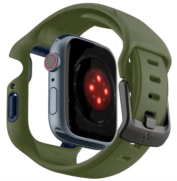 Чохол та ремінець 2в1 Spigen для Apple Watch 45mm, Liquid Air Pro, Moss Green