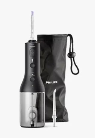 Ирригатор Philips Sonicare Cordless Power Flosser 3000 портативний, чаша 250 мл, чехол, 2 насадки , черный