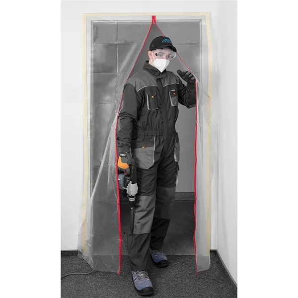 Пилозахисна шторка Neo Tools з замком I, 1210x2140мм, поліетиле, центральний замок, прозора