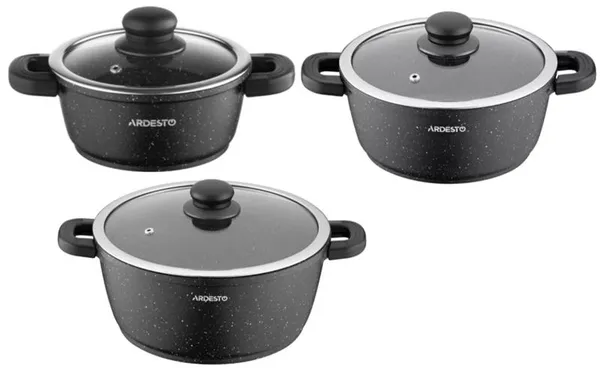 Набор посуды ARDESTO Gemini Anzio, 6 предметов, алюминий, черный