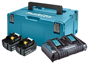 Набір акумулятора та зарядного пристрою Makita 198077-8 LX L1860, 2х18В, 6А·год, ЗП DC18RD, кейс Makpac3 ціна в Україні