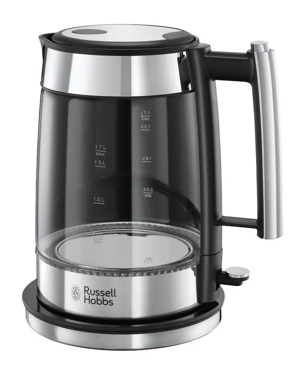 Електрочайник Russell Hobbs Elegance, 1.7л, скло, сріблясто-чорний