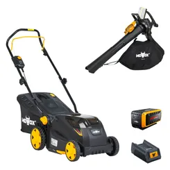 Аккумуляторная газонокосилка Mowox EM 3440 PX-Li (АКБ+ЗУ) + Воздуходувка-пылесос аккумуляторная EBV 40 Li Mowox фото