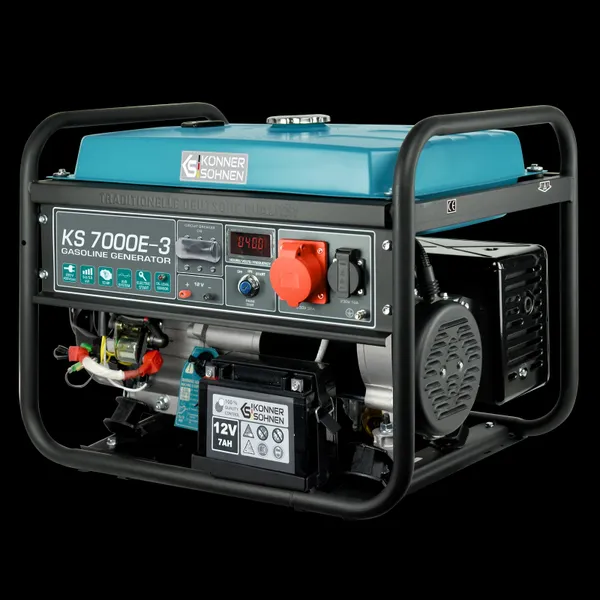 Бензиновый генератор Konner&Sohnen KS 7000E-3, 400В, 5/5.5кВт, 25л, электростартер, 80.8кг купить в Украине