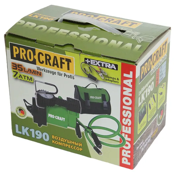 Компрессор автомобильный 7 атм, 168 Вт Procraft LK190 для колес R13, R14, R15, R16 отзывы