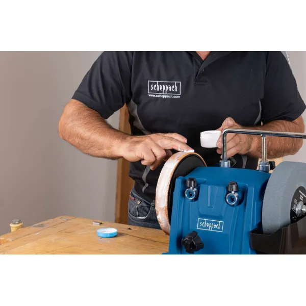 Верстат шліфувально-полірувальний Scheppach TiGer 5000s,150Вт, 230В,115об/хв 200х40x12мм,200х30мм9кг замовити